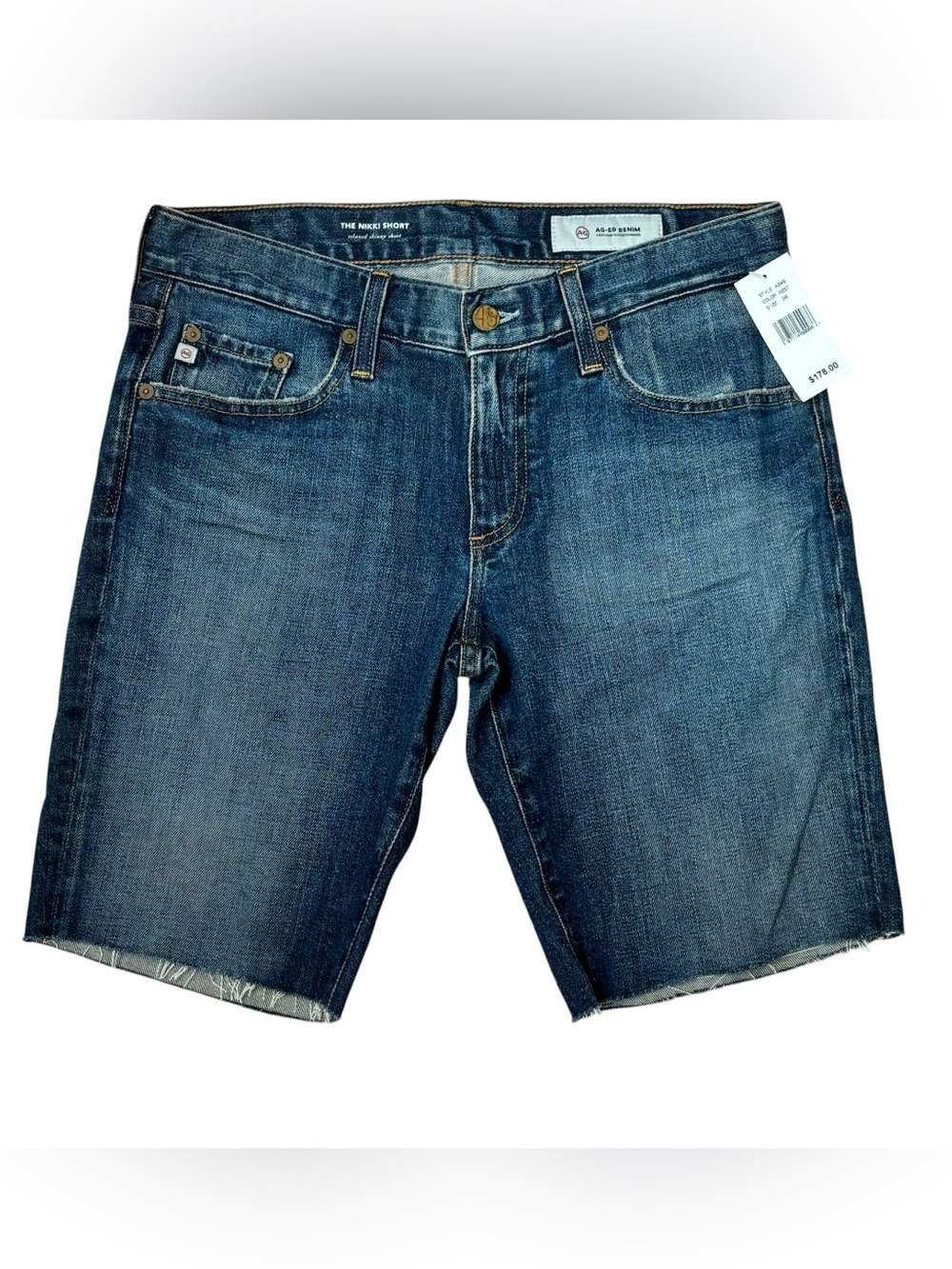 Ag Adriano Goldschmied The Nikki Short Dark Wash Bermuda Jean Short